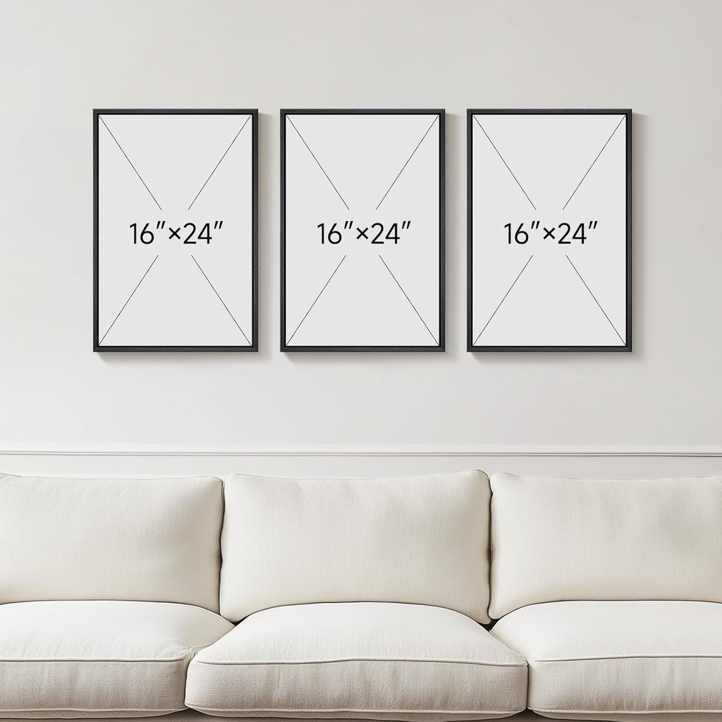 Framed Motivational Wall Art Decor, Set of 3 Inspirational Modern Iceberg Canvas Wall Art Prints, Navy Blue Positive
