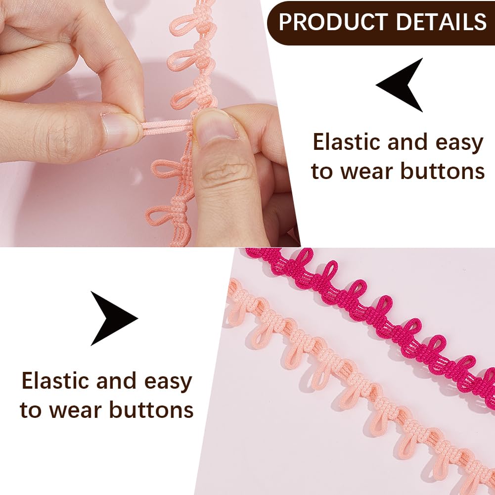Elastic Button Ribbon Trim Loop Braid Fringe Tassel Black White Buttonhole Bridal Loops Lace Bulk Webbing - 20 Yards