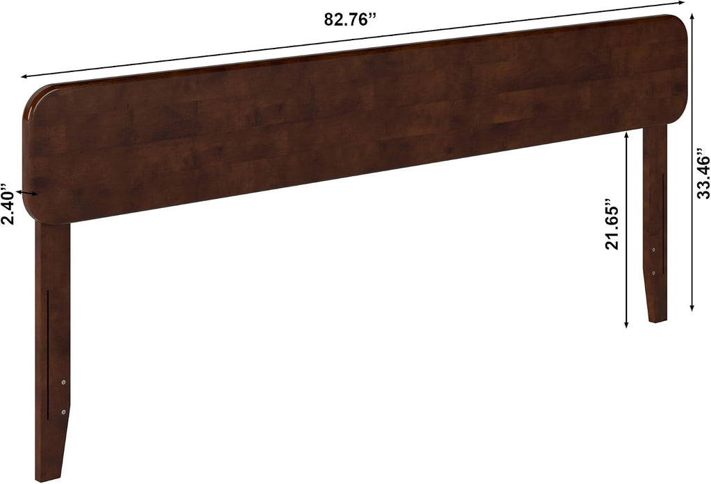 Adjustable Modern Round King Solid Wood Headboard, Walnut