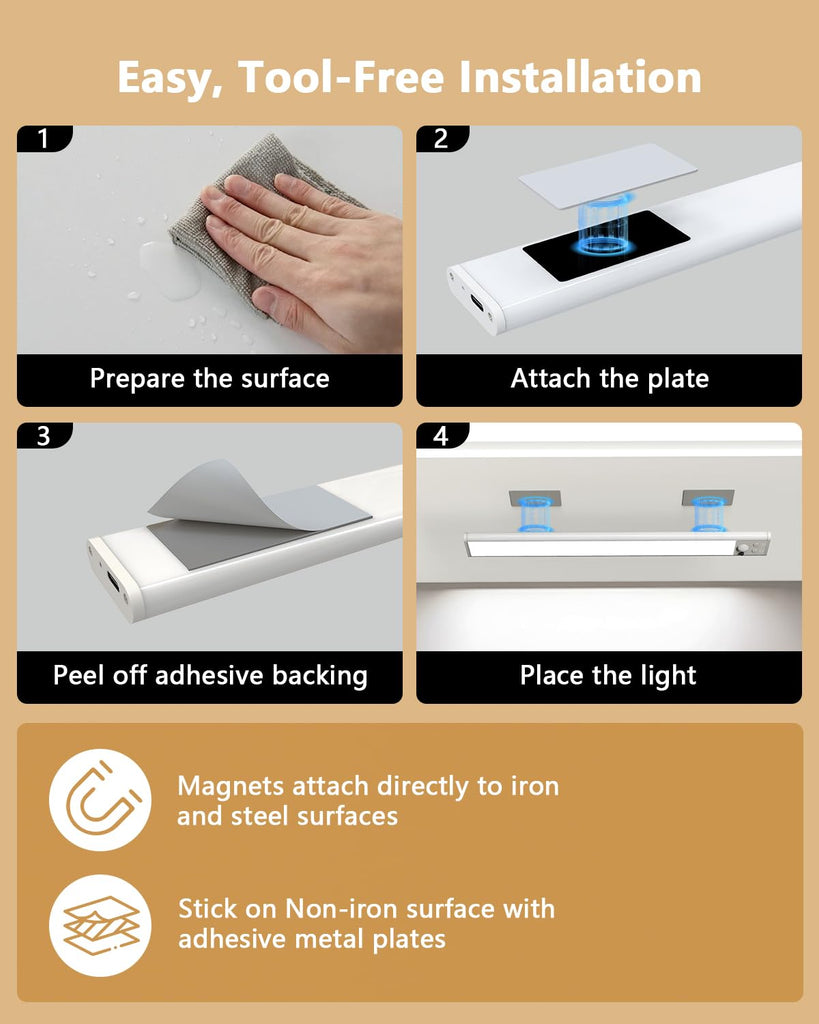 Under Cabinet Lighting,80LED Motion Sensor Light Indoor with Remote,2200mAh Rechargeable Closet Lights