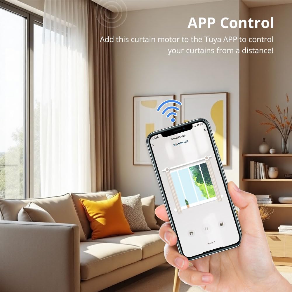 WiFi Smart Curtain Track, Electric Curtains with Remote Compatible with Alexa & Google Home, Tuya App Control