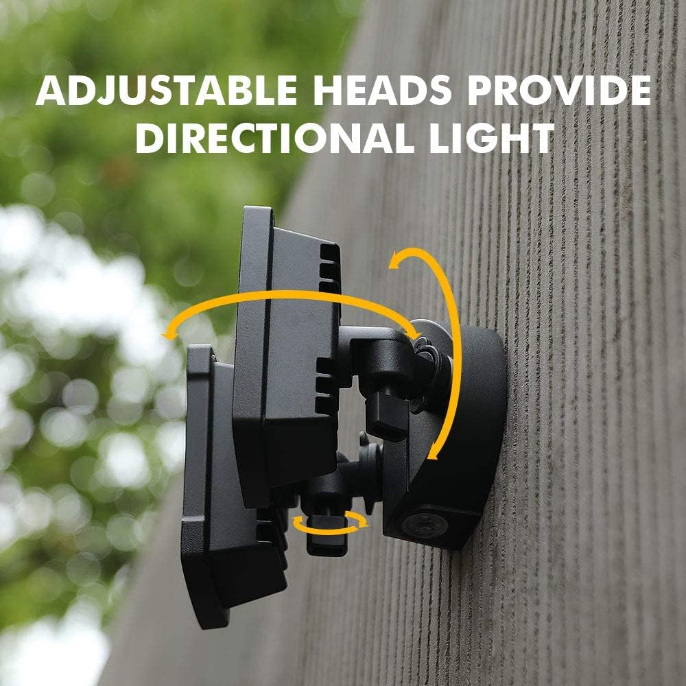 2-Pack 19W Dusk to Dawn LED Security Light Outdoor, 2 Adjustable Head, 2000LM, 5000K, IP65 Waterproof, Super Bright