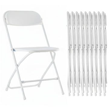 10-Pack Plastic Folding Chair, Portable Chair with Metal Frame, 330lb Capacity, Foldable and Stackable Chairs for
