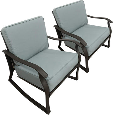 Casualstay Patio Chair Set of 2 Rocking Chairs with Comfortable Super Thick Back&seat Cushion,Durable Steel Frame