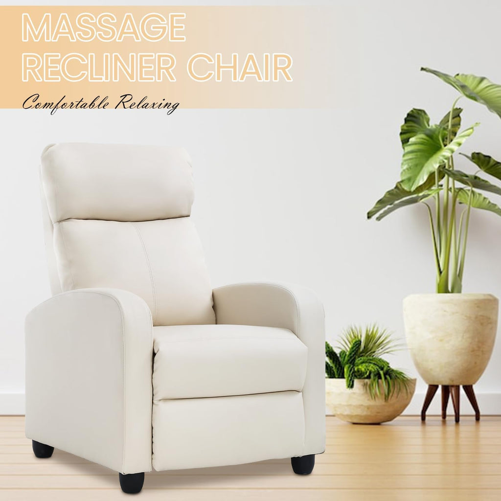Recliner Chair Breathable Padded PU Leather Massage Single Sofa Recliners for Small Recliner Chair with Footrest Home
