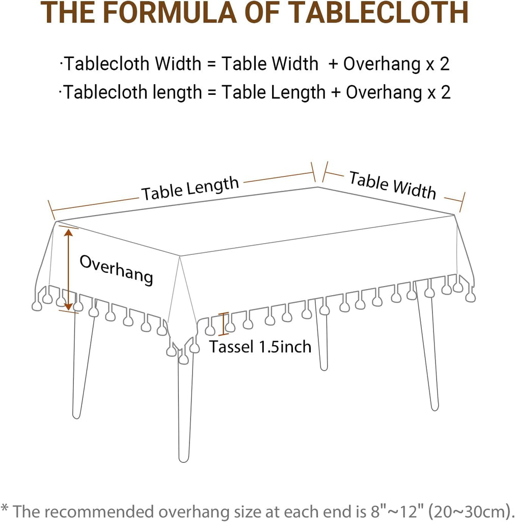Tablecloths, Embroidered Waterproof Table Cloth Cotton Linen Wrinkle Free Anti-Fading Table Cover De