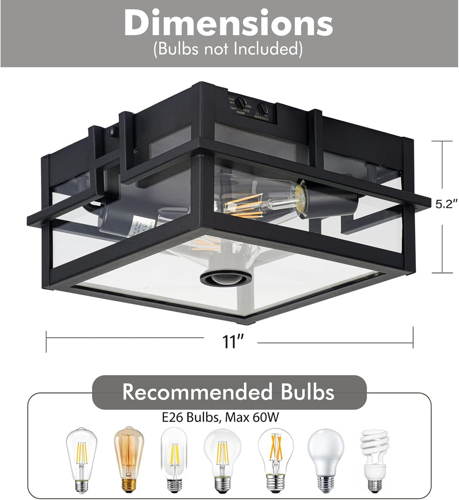 Upgraded Motion Sensor Outdoor Ceiling Light,outdoor flush mount porch light with Adjustable sensor