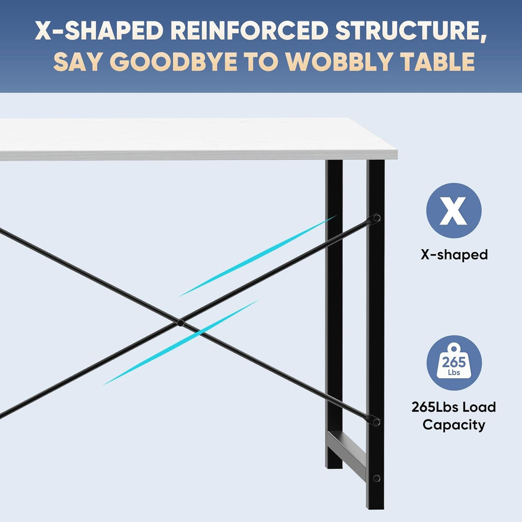 32 Inch Small Computer Desk, Modern Study Work Table Simple Style, Writing Desks with X-Shaped Reinforcement, Black