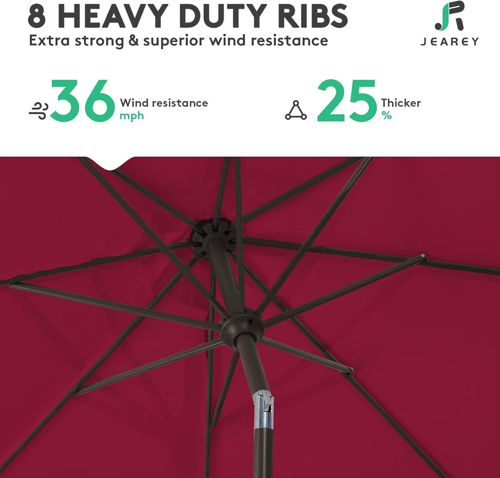 9FT Outdoor Patio Umbrella Outdoor Table Umbrella with Push Button Tilt and Crank - Dark Red