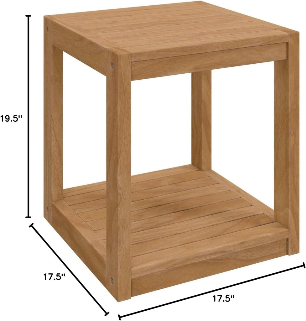 Carlsbad Modern Teak Wood Outdoor Patio Side Table in Natural