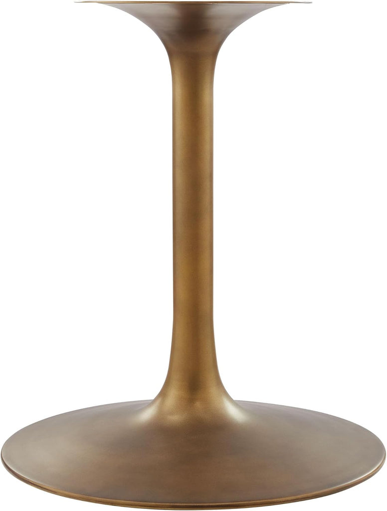 Inspired Saarinen Style Tulip Round Pedestal Dining Table — Brass Base / Walnut Top, 60″ Round