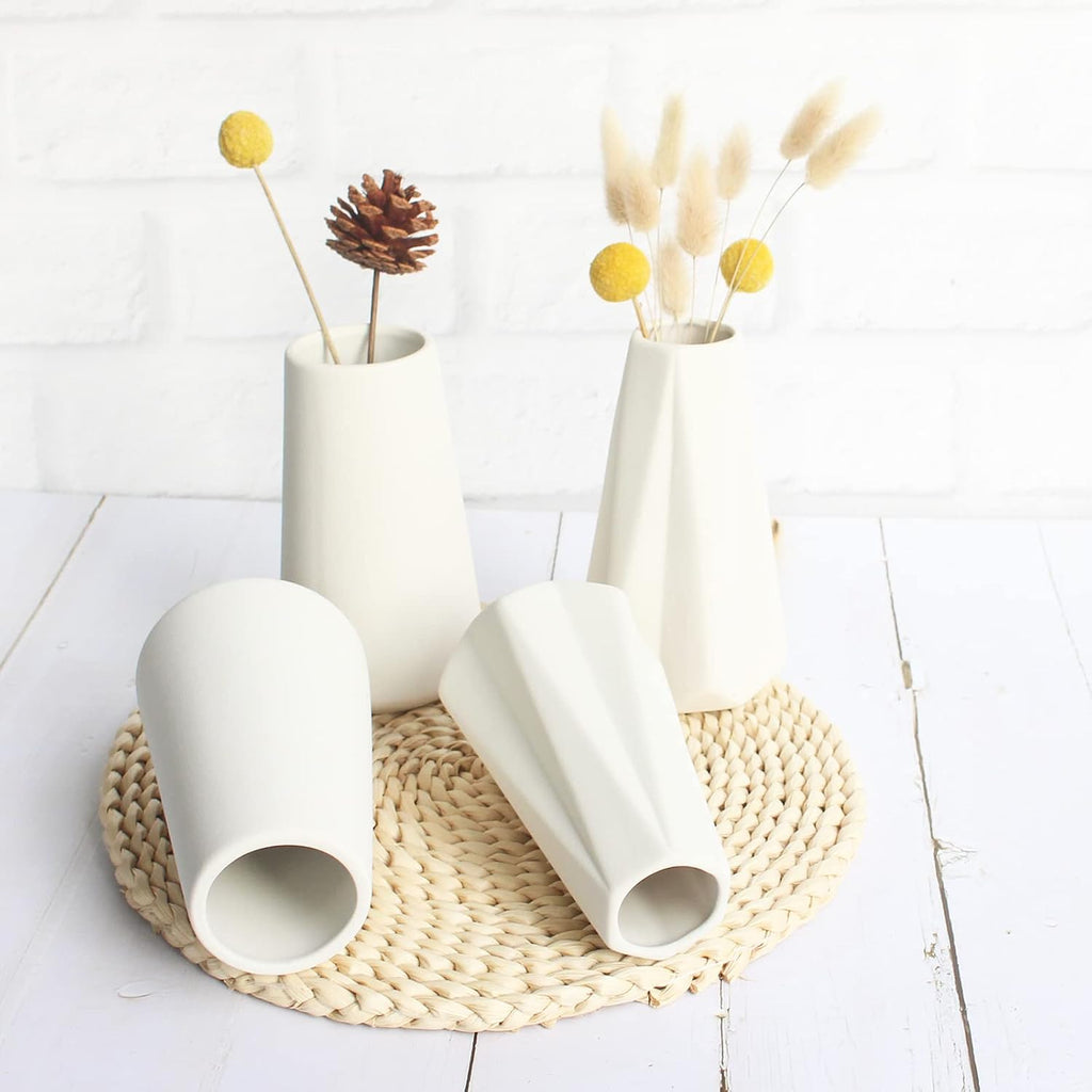 6 Pack White Ceramic Vases