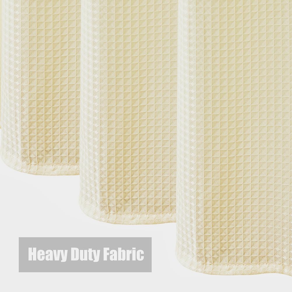 Beige Extra Long Shower Curtain 96 Inch Length, Waffle Weave Shower Curta Luxury Spa, Waterproof Fabric Bathroom