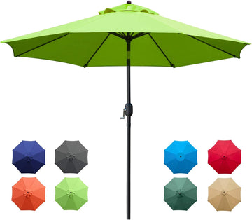 9Ft Patio Umbrella Outdoor Table Umbrella with 8 Sturdy Ribs (Grass Green)