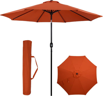 9 ft. Patio Umbrella, Market Table Umbrella w/Tilt and Crank, 8 Ribs - Orange