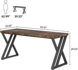 Writing Computer Desk, 55 inch Heavy Duty Study Desk with Z-Shaped Metal Leg, Modern Simple Home Office Computer Desk