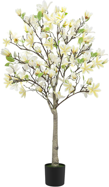 4FT Artificial Magnolia Tree for Room, Faux Plant Realistic Leaves Flowers | Indoor & Outdoor Decor, Perfect