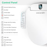 Elongated Bidet Toilet Seat with Warm Water, Warm Air Dryer, Heated Seat, Soft-Close Lid, Adjustable Temperature, Stainless Steel Nozzle