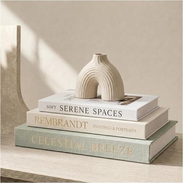 Decorative Books Decor -Set of Linen Fake Books Storage Boxes with Hidden Storage, Stackable Coffee Table Bookshelf