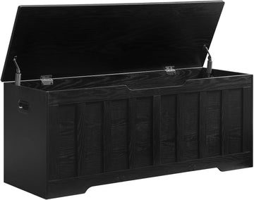 47.2"Storage Chest Extra Large,Wooden Storage Bench(Black) | Storage trunk with 2 Safety