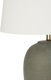 Home 23" Olive Green Ceramic Pot Table Lamp, Dining Office, with White Tapered Drum Shade
