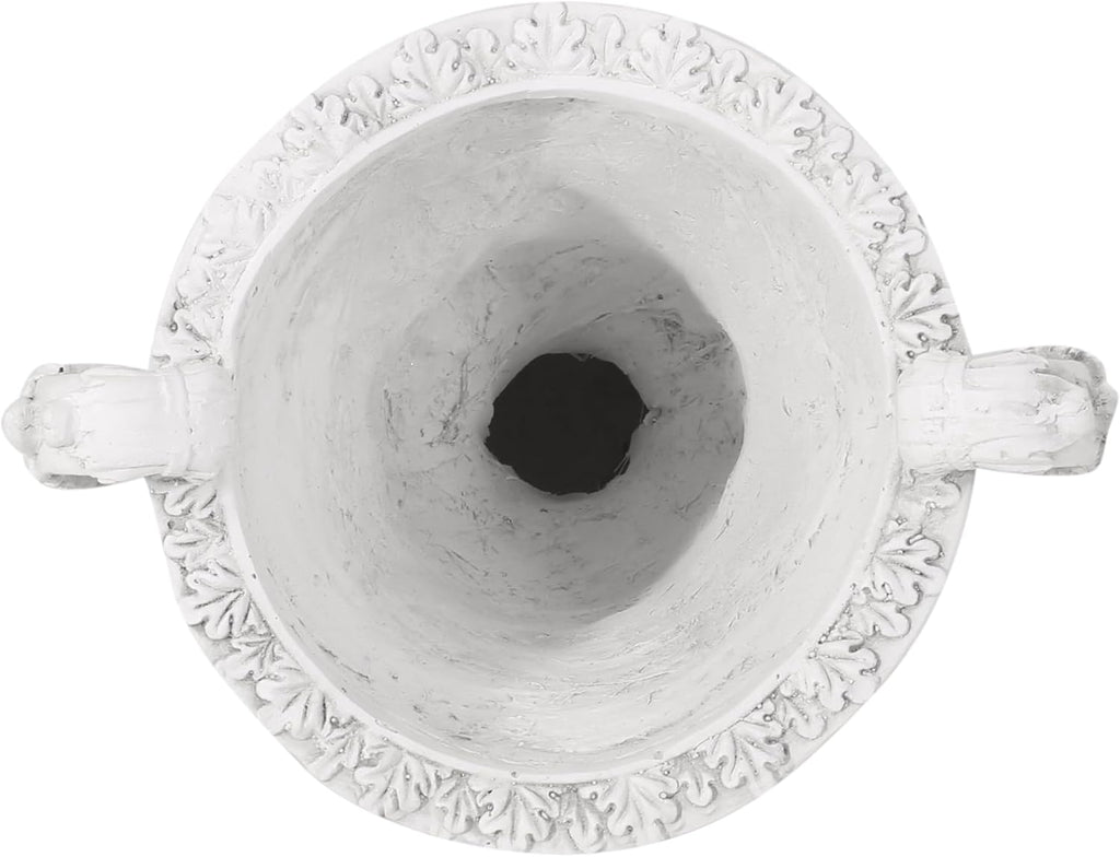 Jorine Patio Planter, Light Concrete Planter, Mid-Centry Gadern Urn, Floral Relif Design, Large Garden Pot, Flower