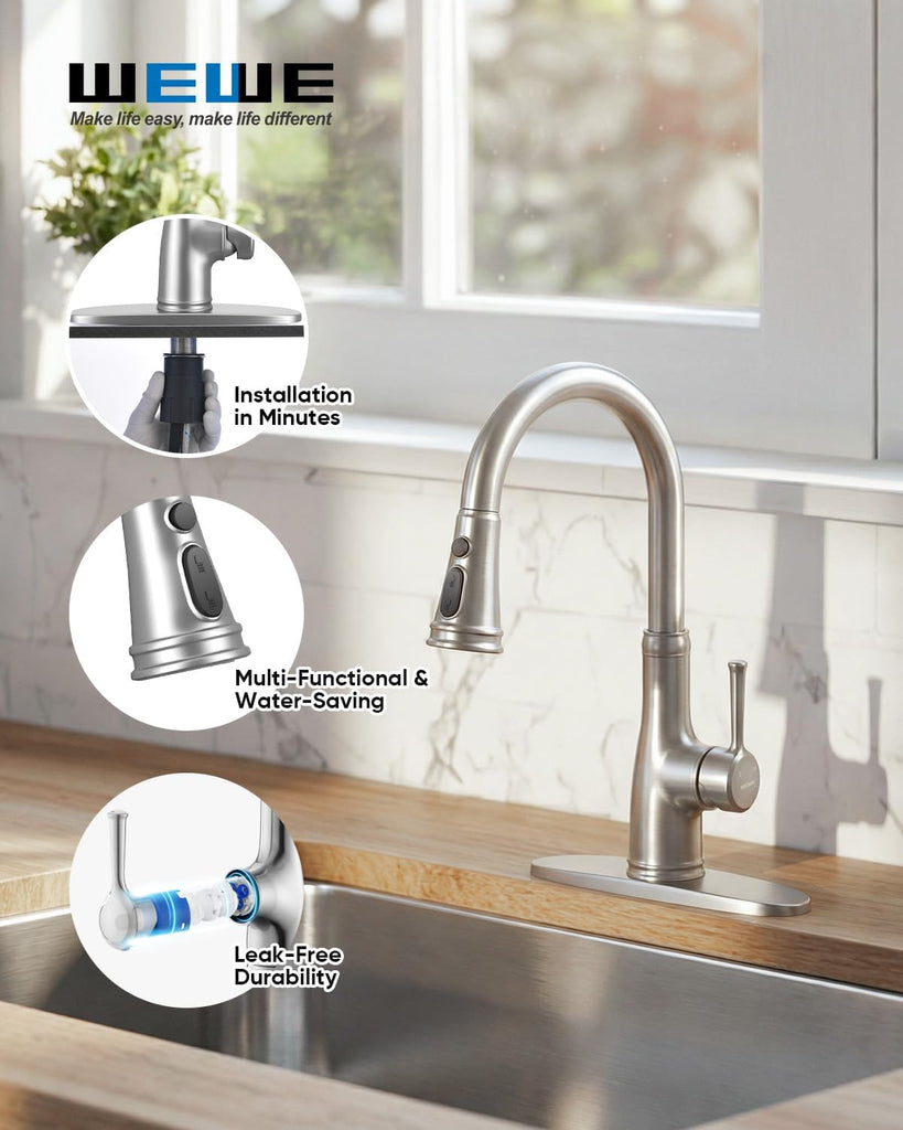 Vintage Kitchen Faucet with Pull Down Sprayer