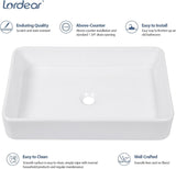 White Bathroom Sink 24"x16" Rectangle Bathroom Vessel Sink Modern Above Counter White Farmhouse 24 Inch Bathroom Sink