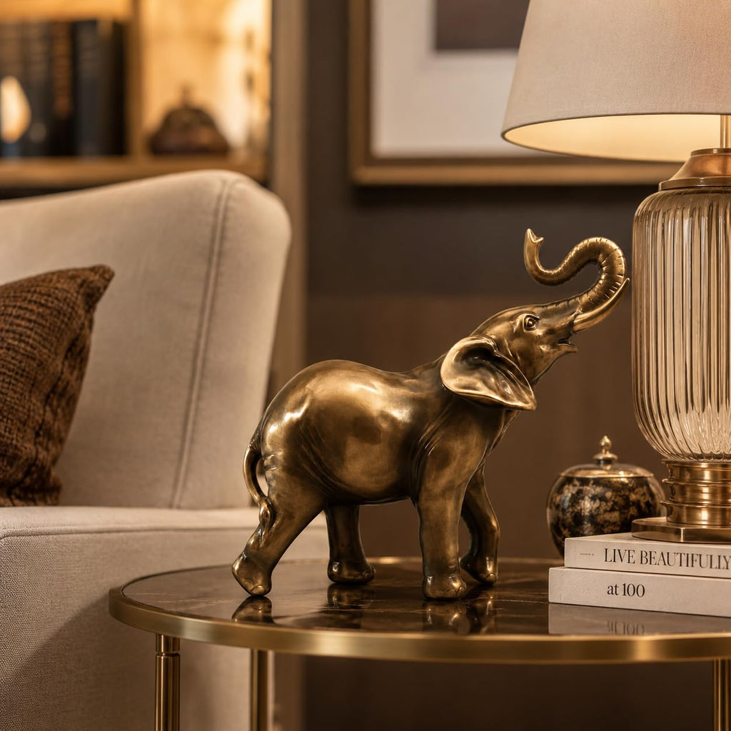 6.77 Inch Elephant Statue, Trunk Up Decor