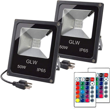 LED RGB Flood Light, 50W Outdoor Color Changing Lights with Remote Control, IP65 Waterproof Dimmable Wall Washer