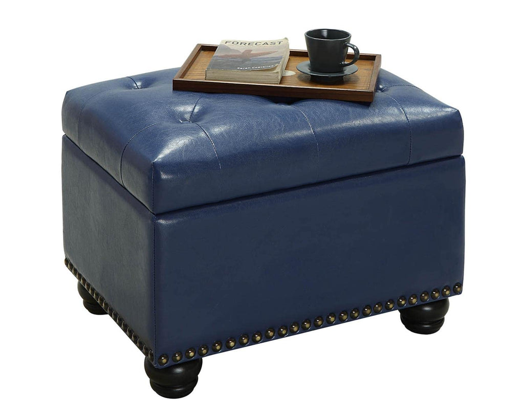 Designs4Comfort 5th Avenue Upholstered Storage Ottoman 24" - Contemporary Foot Stool and Seat with Hinged Lid, Den