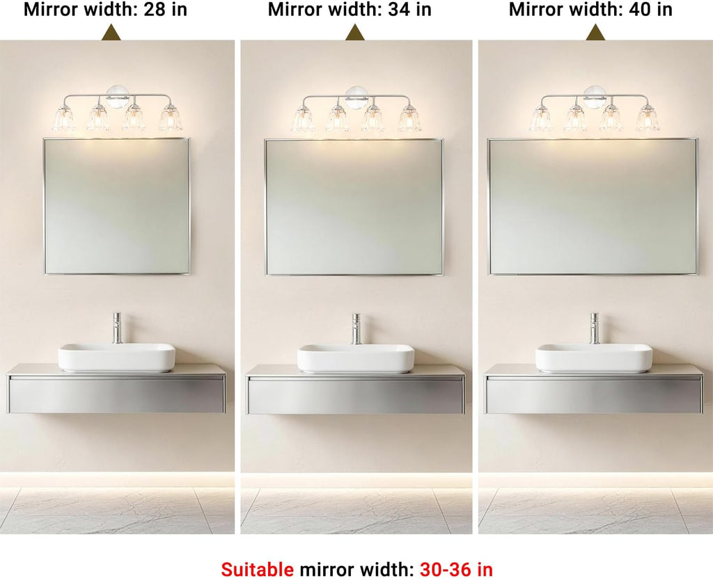 Vintage 4-Light Brushed Nickel Bathroom Light Fixtures, Elegant Bathroom Vanity Lights Over Mirror, Vanity Lighting