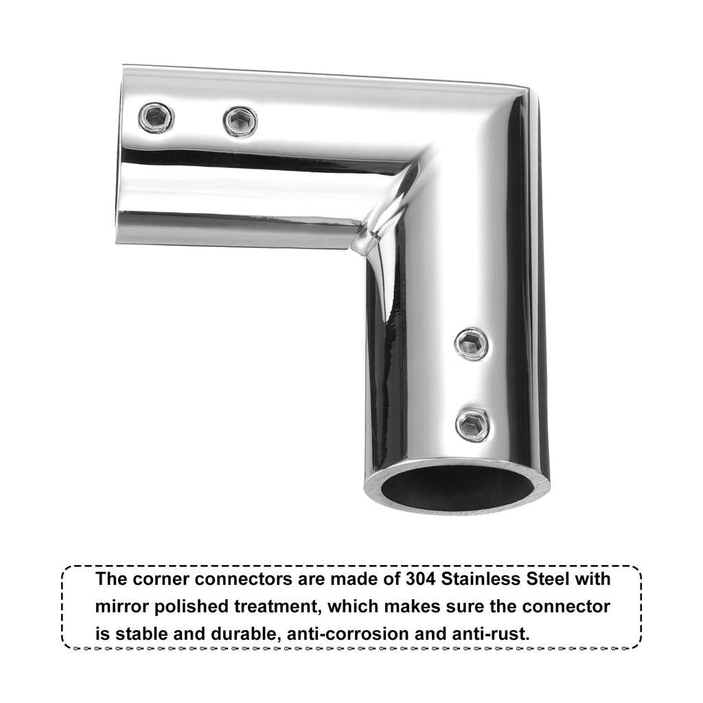 2pcs Corner Curtain Rod Connector, 90 Degree Window Curtain Rod Corner with Hex Wrench for 3/4 Inch OD Bay Window