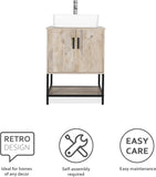 24" Bathroom Vanity Sink Combo Modern Metal Stand Cabinet W/Bottom Shelf White Rectangle Vessel Sink & Water