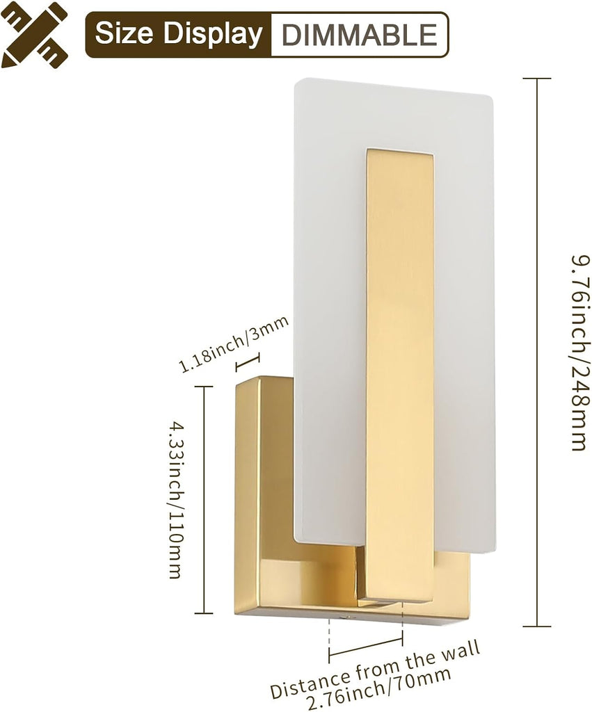 Modern LED Wall Sconce Set of 2, Dimmable Hardwired Bathroom Vanity Light Indoor Wall Sconce , Study, Living Room