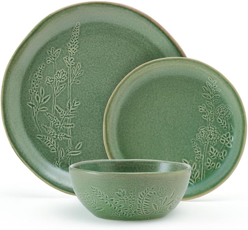 Carrie 12 Piece Dinnerware Set, Service for 4, Green