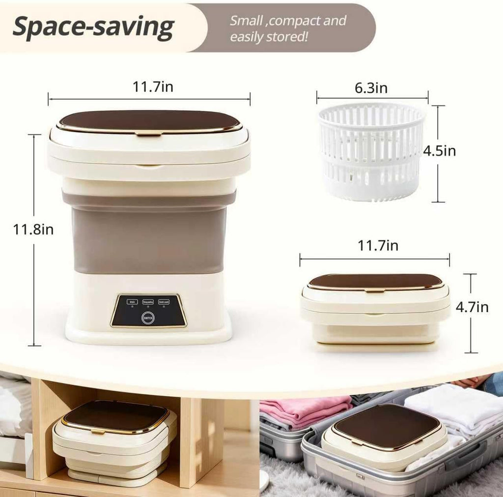 Portable Washing Machine, 16L Upgraded with Spin Basket, Small Washer portable for Underwear, Delicate Clothes, and Light Laundry, Suitable For Travel, Camping,Apartments, Dormitories, Hotels (Beige)