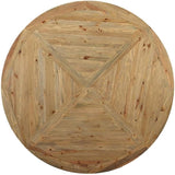 Stitch 71" Rustic Farmhouse Wood Round Kitchen and Dining Room Table, Brown