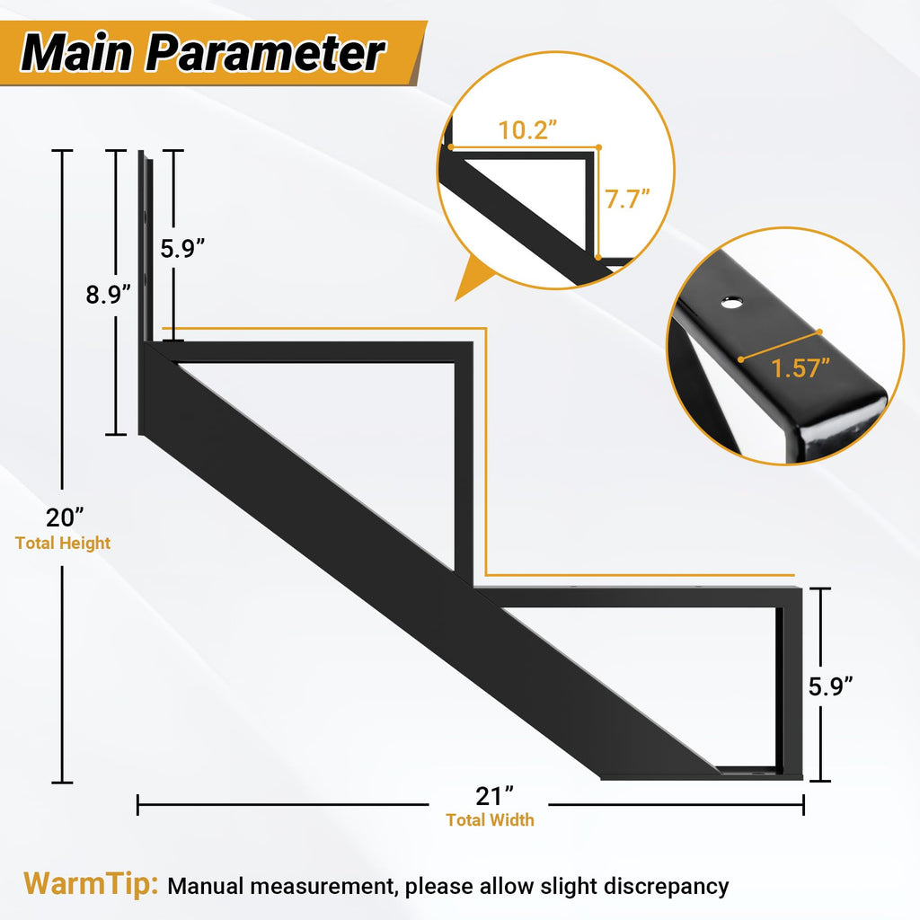 Steel Stair Step Riser-2 Pack, 2 Step Stair Stringers for Deck