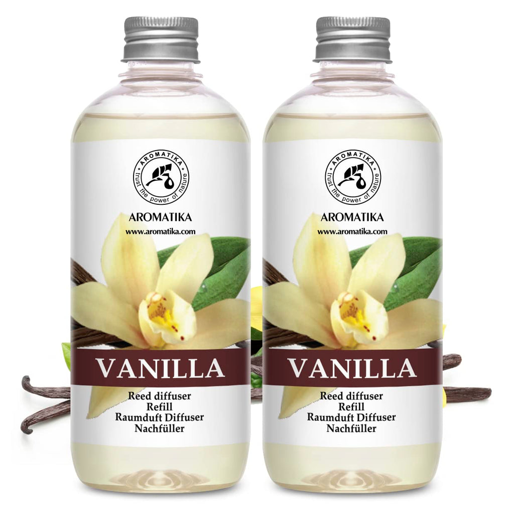 Diffuser Refill Vanilla 34 Fl Oz - 2 x 500ml - Fragrance Oil Diffuser Refill - Home Fragrance - Vanilla Scent - Room