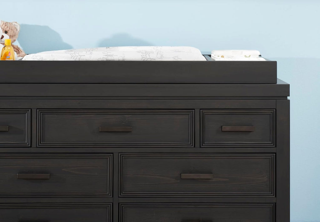 Premium Changing Topper for 7-Drawer Dresser, Smooth Black Iron Finish