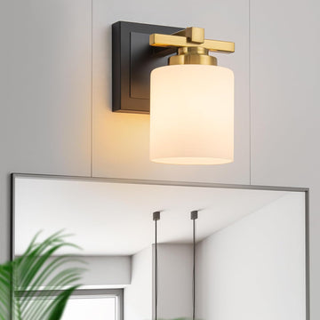 Bathroom Light Fixtures Over Mirror, Vanity Lights Wall Sconces with Milky White Glass Shades, E26 Socket (Bulbs Not