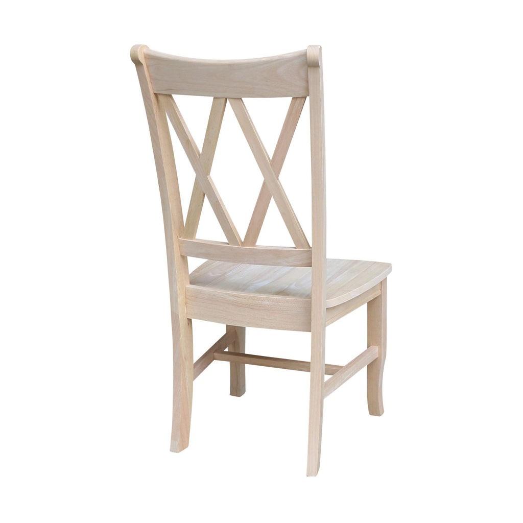 Set of 2 Double X-Back, Armless, Real Wood, Kitchen/Dining/Accent, 19.9"W x 22"D x 41.3"H, 225 Lbs Wt. Capacity