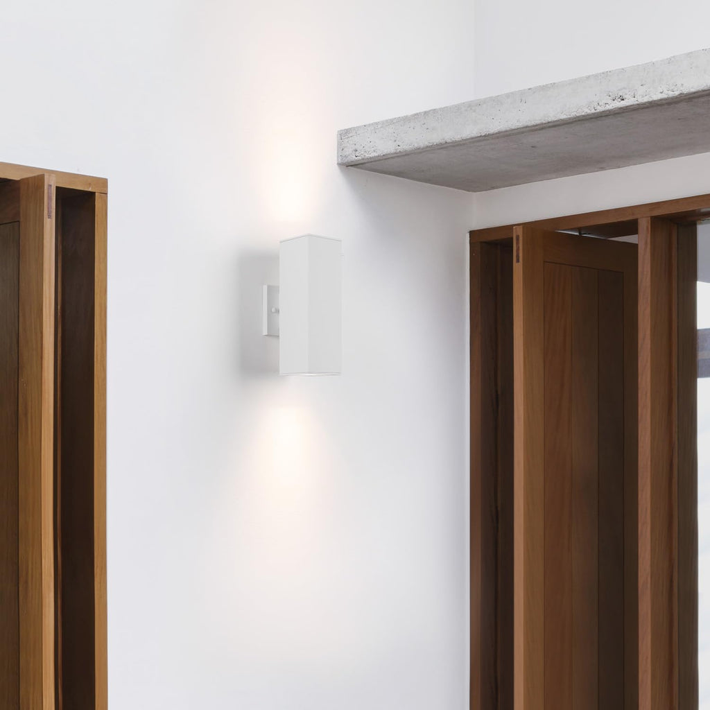 12" Modern Outdoor Porch Light in 2 Lights, Matte White, 2 Pack
