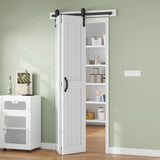 Bifold Barn Door 36 x 84 in (Double 18 inch)，Bi-fold Sliding Closet Doors with Hardware Track kit In