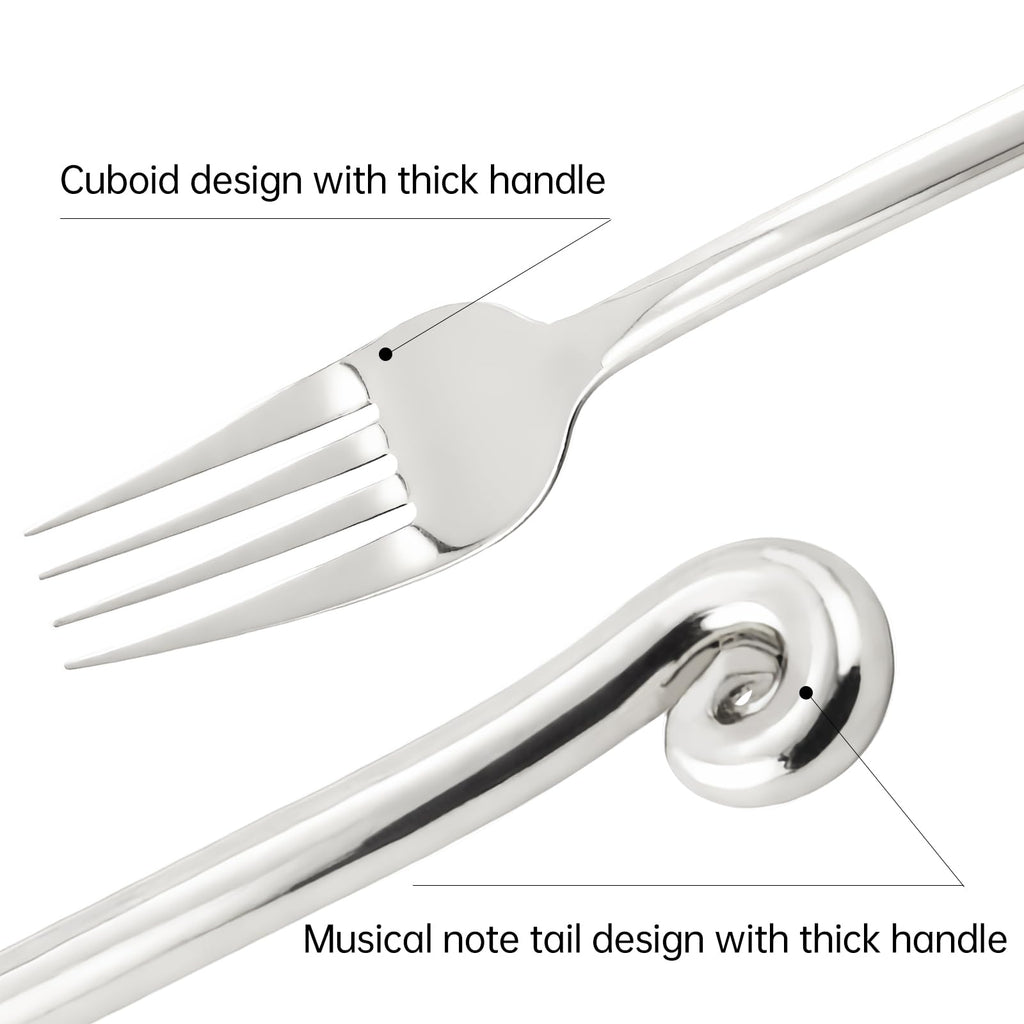 18/10 Stainless Steel Flatware, Silverware Set Combo with Musical Note Tail Design, Dishwasher Safe, 20-Piece Cutlery