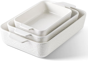 Ceramic Dish Set of 3, Casserole Dishes for Oven, Ideal for , Stewing, Roasting, and Holiday Feasts. The Gift for