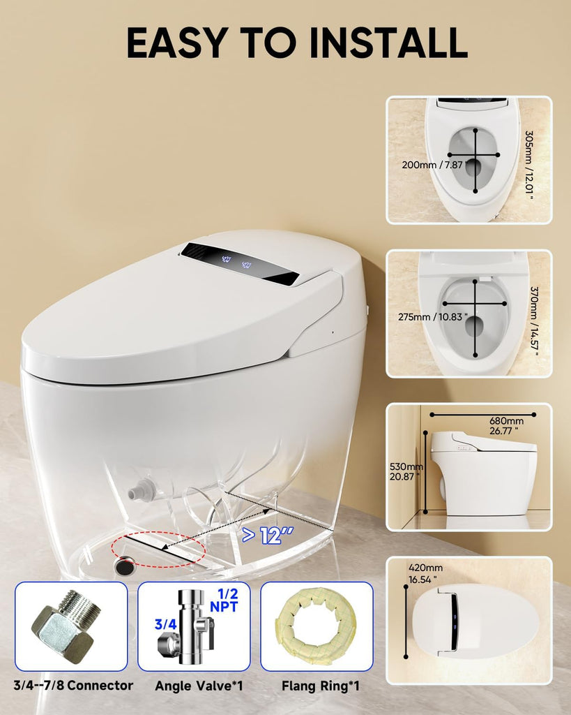 Smart Toilet with Warm Water Sprayer and Dryer