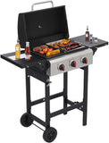 3-Burner Propane Gas Grill, 31,500 BTU Outdoor BBQ with Cast Iron Grates and Side Burner for Patio, Backyard, Tailgating, and Camping