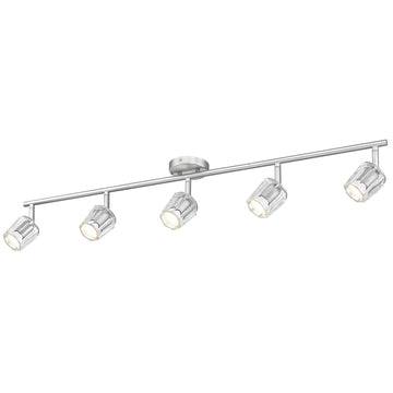 5 Light Brushed Nickel Track Lights Ceiling Mount, Bulbs Included